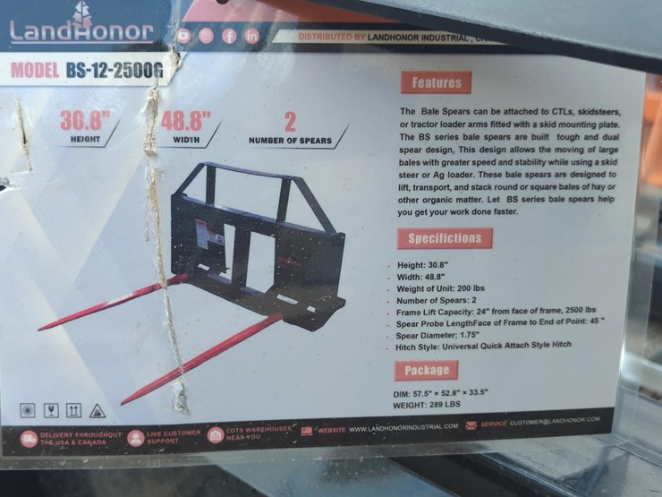 new-landhonor-bs-12-2500g-bale-spear-skid-steer-attachment-image-4