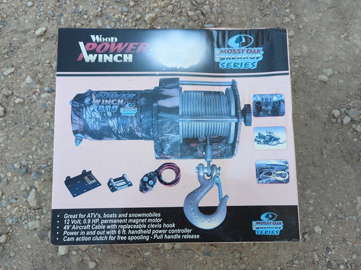 new-2000#-atv-wood-power-winch---atv-winch---real-tree-new-support-equipment-image-1