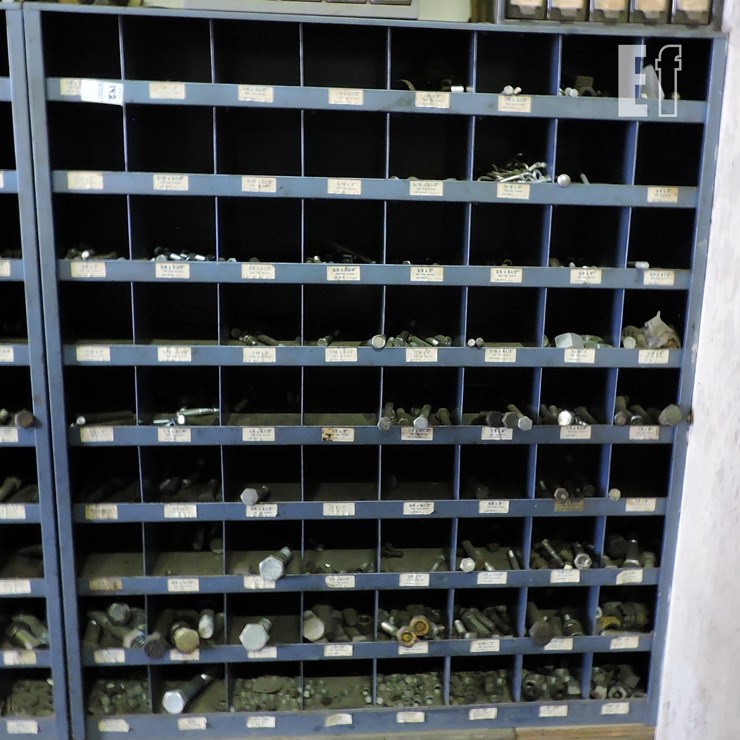 FREE STANDING PARTS/HARDWARE BIN W/CONTENTS