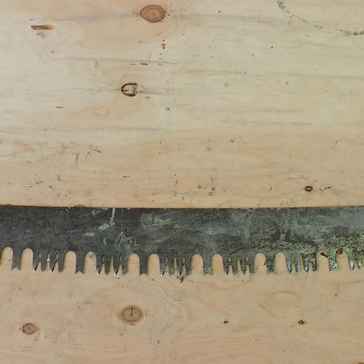VINTAGE, TWO-PERSON CROSSCUT SAW W/2 HANDLES, 5’