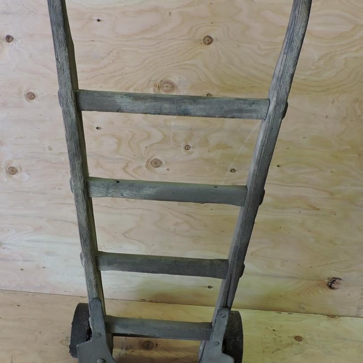 VINTAGE WOODEN FRAME BAG CART