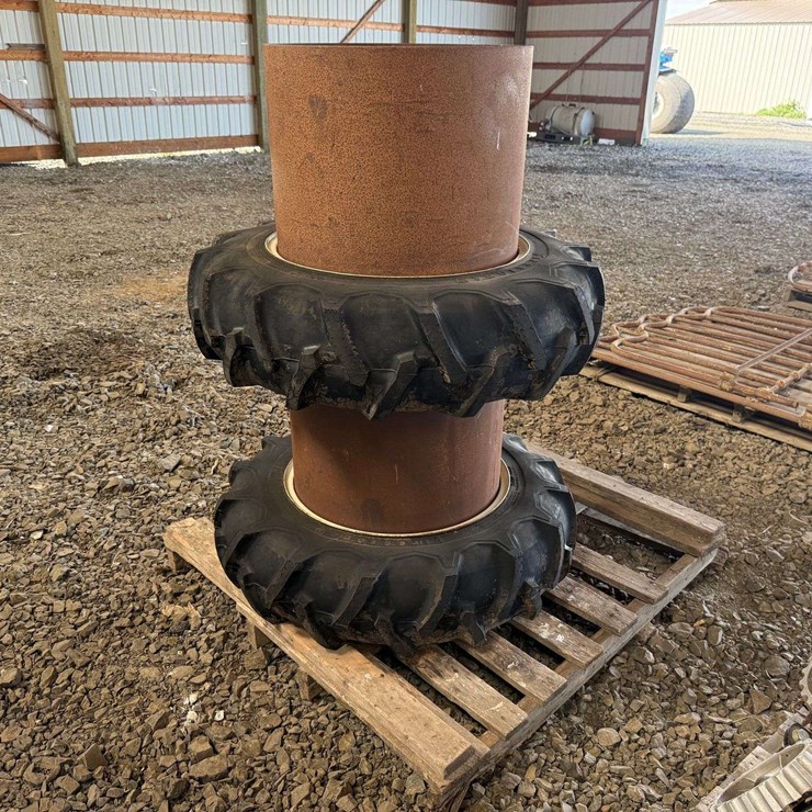 11.2-24 Tractor Tires on Rims w/ Wheel Spacers