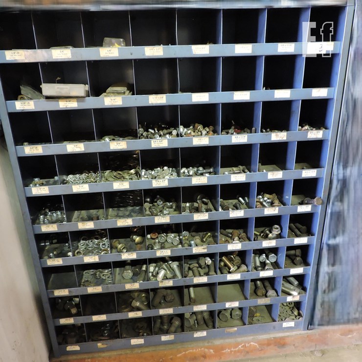 FREE STANDING PARTS/HARDWARE BIN W/CONTENTS