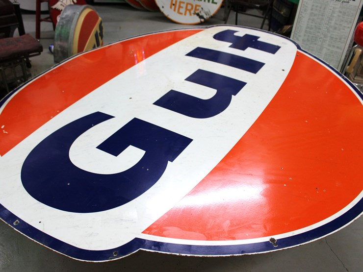 #1005-•-vintage-gulf-oil-metal-advertsing-sign---72"-x-78"-image-1