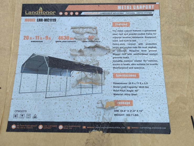 new-landhonor-lhr-mc1119-metal-car-port-storage-building-image-1