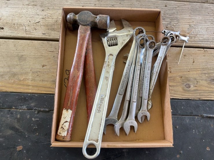 craftsman-standard-combination-wrench-set,-adjustable-wrench,-and-hammers-image-1