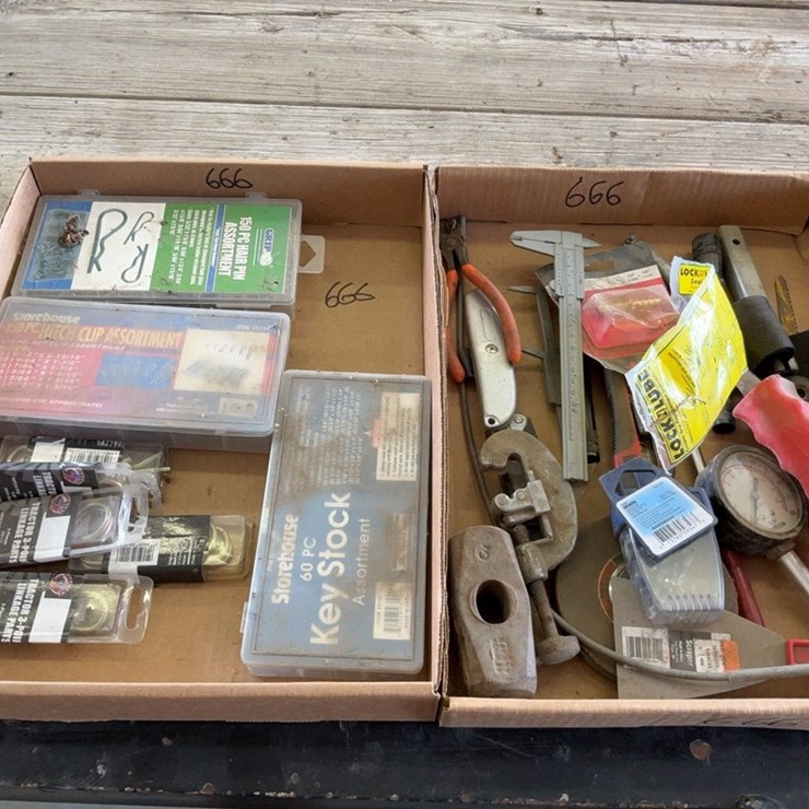 (2) flats of miscellaneous hardware and tools