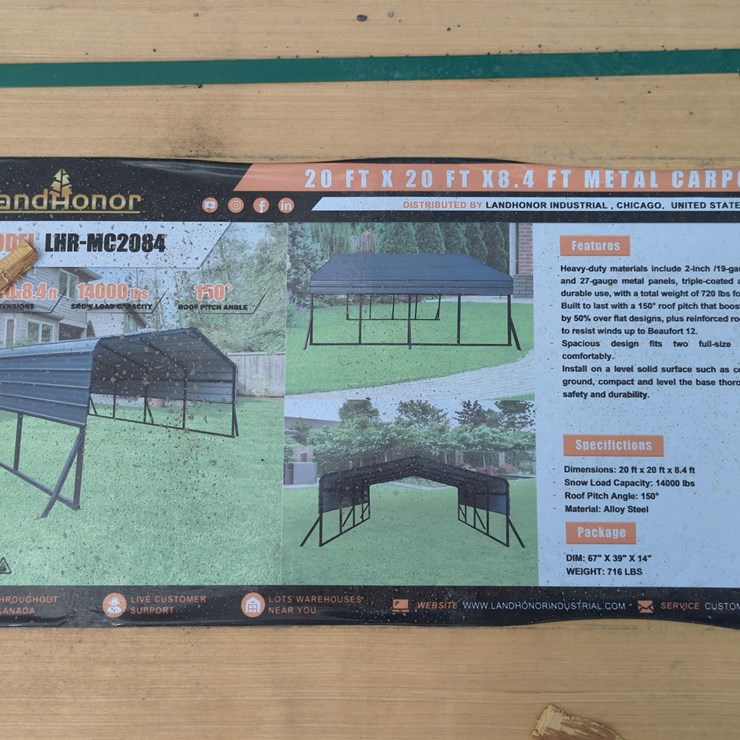 NEW LANDHONOR LHR-MC2084 METAL CARPORT STORAGE BUILDING