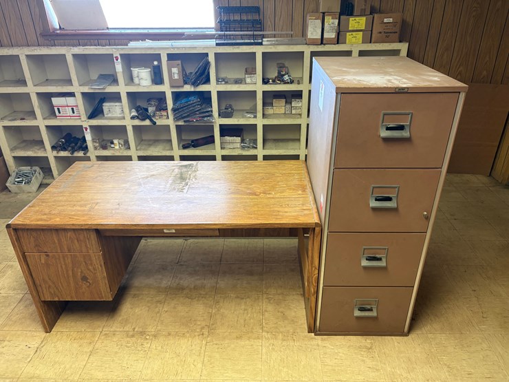 (3)-victor-4-drawer-fire-proof-filing-cabinets-&-5’-x-30”-x-28”-desk-image-1