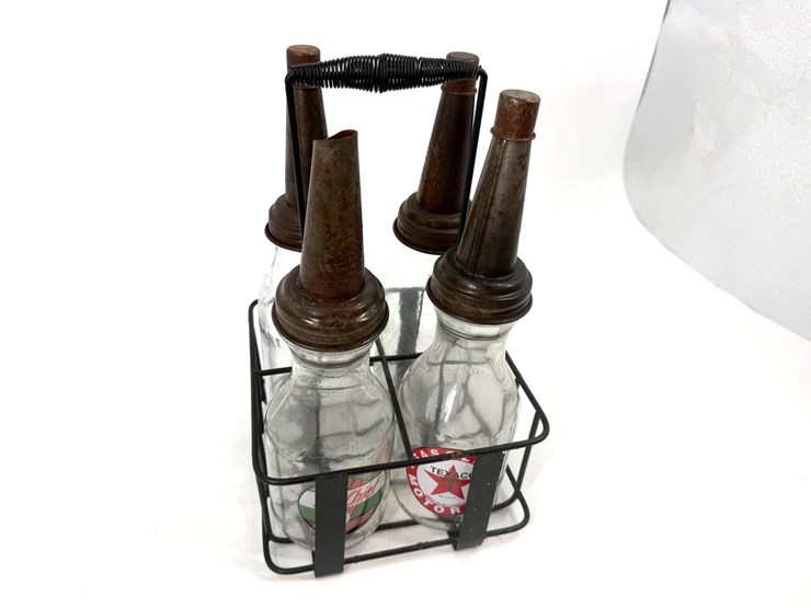#1000-•-vintage-glass-oil-bottles-with-metal-carrier-image-3