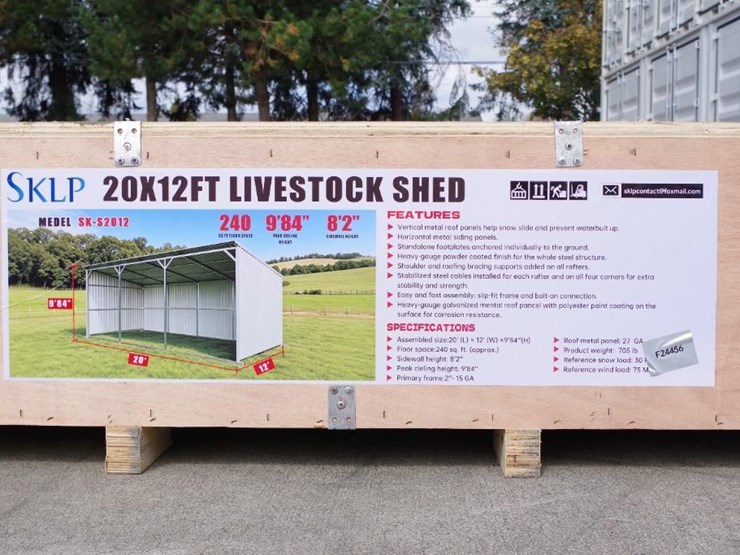 sklp-12'-x-20'-livestock-metal-shed,-m/n-sk-s2012,-unused-image-3