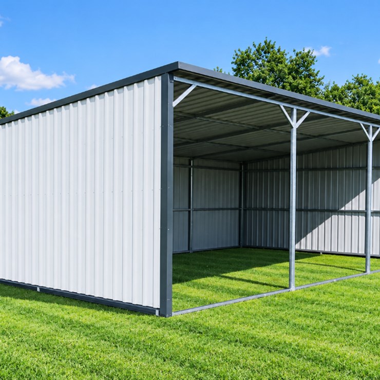 ABOSS 14' X 25' Livestock Metal Shed, Cream, M/N JD1425, Unused