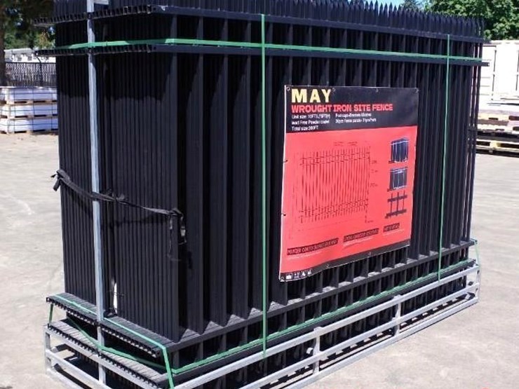 [30]-may 9.5'-x-6.25'-unleaded-powder-coated-wrought-iron-site-fence-panels-w/-(31)-posts-&-hardw...-image-1