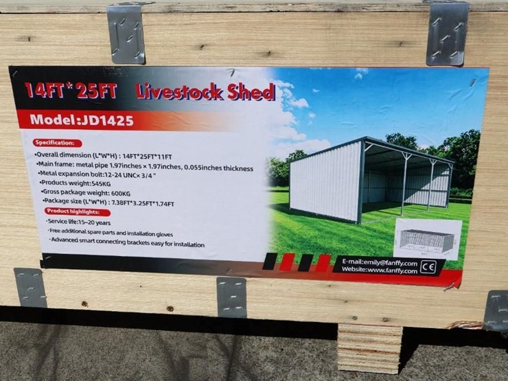aboss-14'-x-25'-livestock-metal-shed,-cream,-m/n-jd1425,-unused-image-3