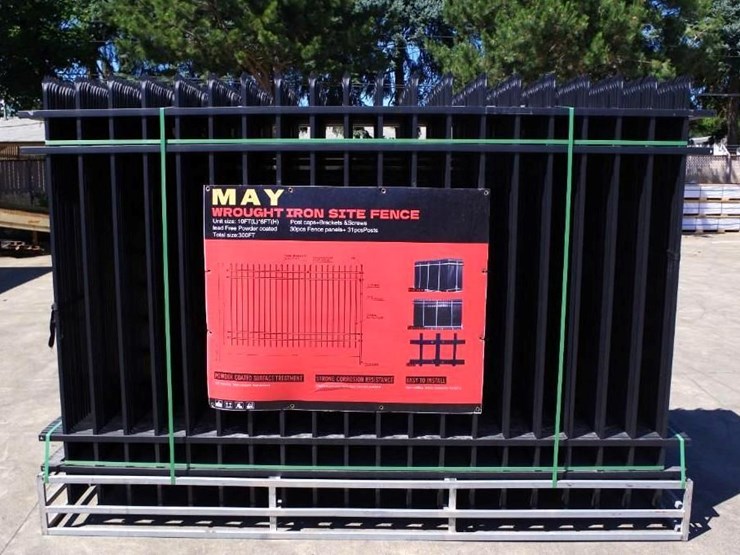[30]-may 9.5'-x-6.25'-unleaded-powder-coated-wrought-iron-site-fence-panels-w/-(31)-posts-&-hardw...-image-5