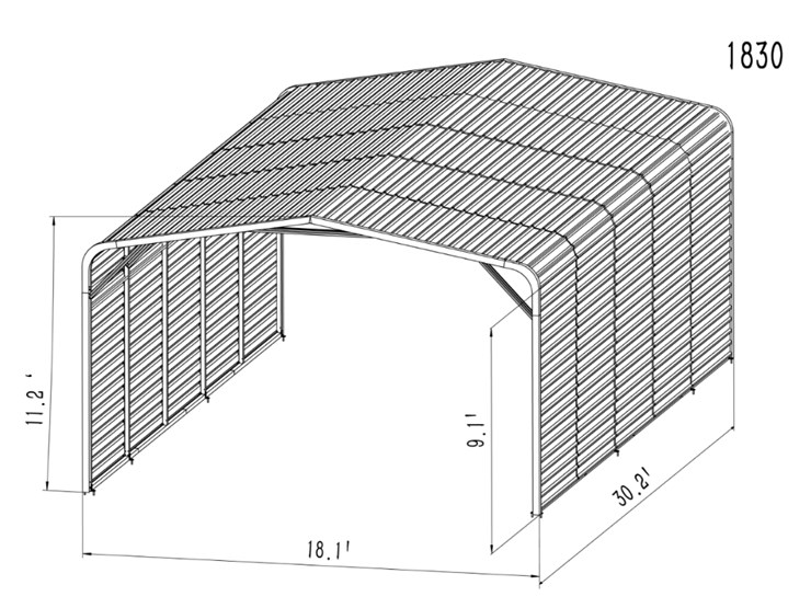 aboss-18'-x-30'-metal-carport-w/-side-walls,-cream,-m/n-jdc1830,-unused-image-2