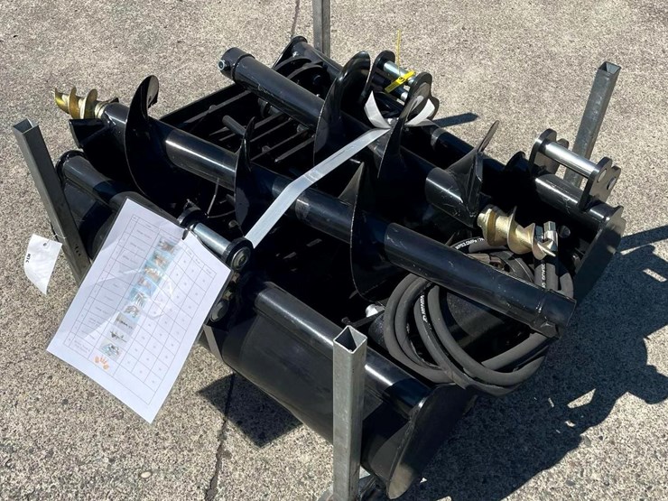 [10]-aboss-mini-excavator-attachments:-augers,-buckets,-quick-connect,-ripper,-rake,-gripper,-unused-image-1