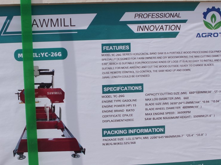 2026-agt-industrial-15hp-portable-horizontal-sawmill,-m/n-yc-26g,-unused-image-3