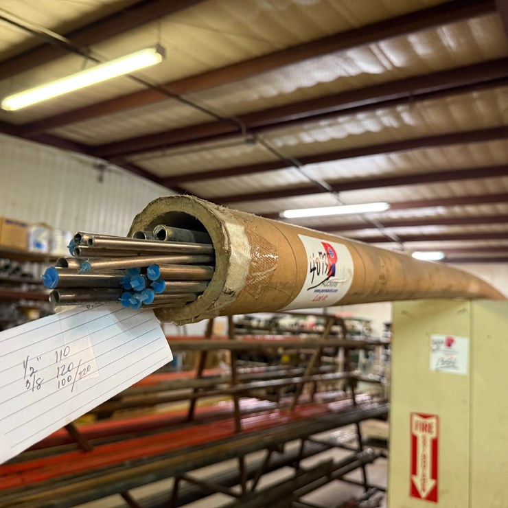 LOT OF STAINLESS STEEL TUBING (APPR. 110 FT) 1/2” x 20’ (APPR 220 FT) 3/8 x 20’ & (SOME) 1/4” x 20’