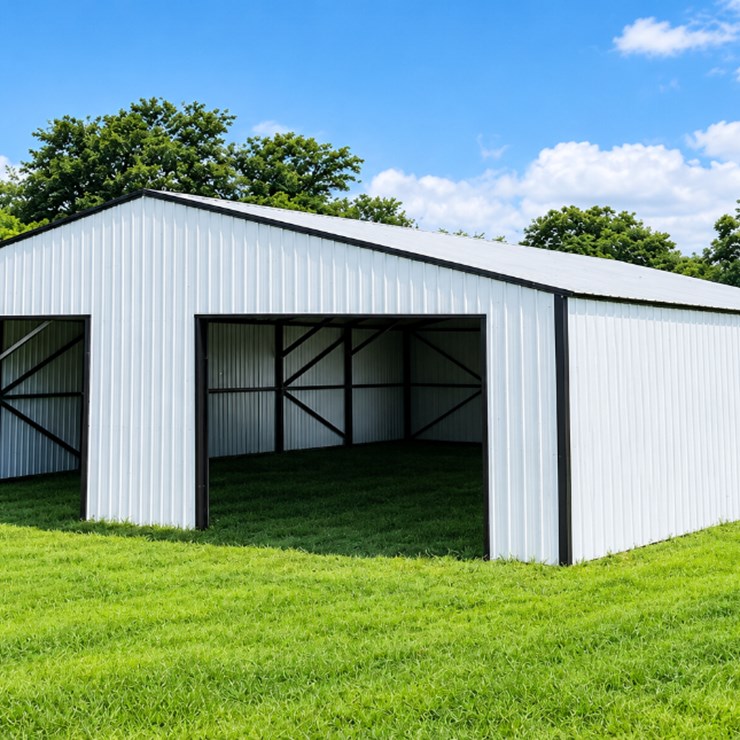 ABOSS 60' x 32' Metal Garden Tool Room/ Shed, Cream, M/N JD3260, Unused