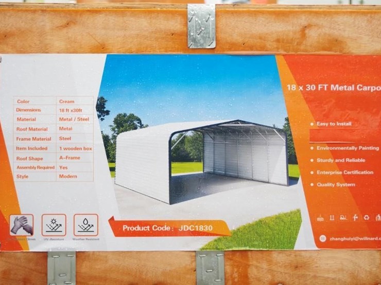 aboss-18'-x-30'-metal-carport-w/-side-walls,-cream,-m/n-jdc1830,-unused-image-5