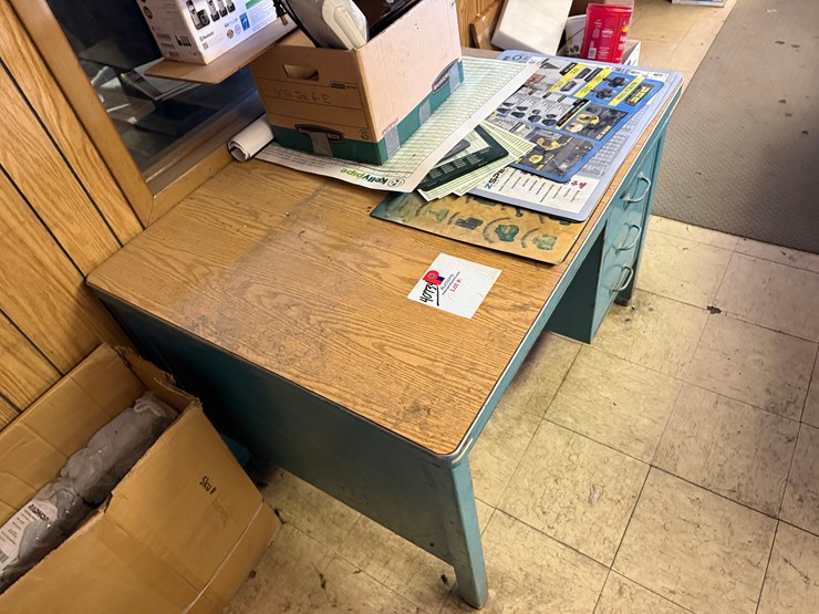 3’x3’x3’-metal-desk-w/-drawers-&-box-w/-contents-image-2