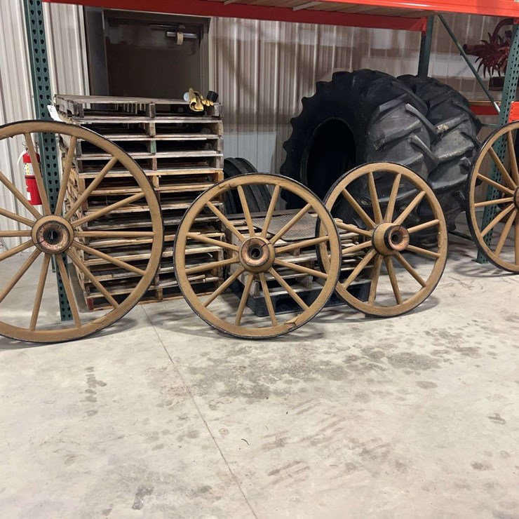 (4) Wooden Wagon Wheels