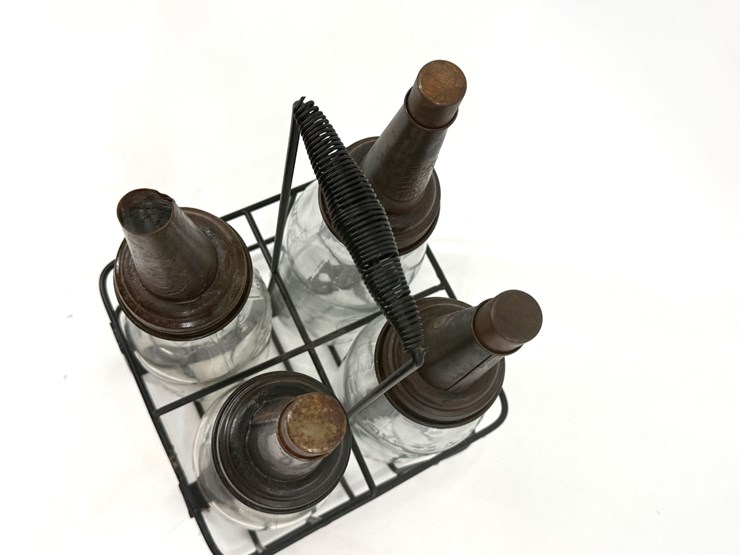 #1000-•-vintage-glass-oil-bottles-with-metal-carrier-image-4