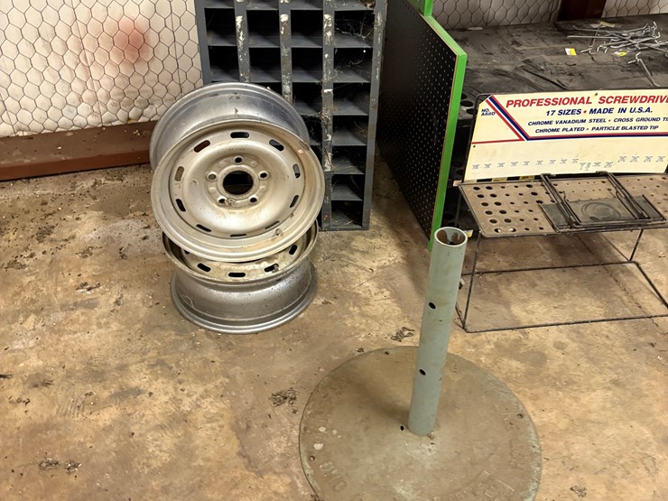 display-peg-board,-bolt-bin,-&-(2)-5-lug-wheels-image-3