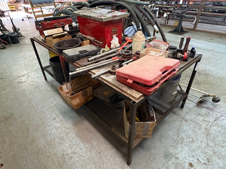 98”-x-52”-x-36”-shop-table-w/-contents-image-2