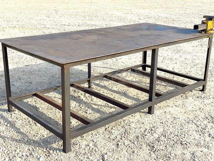 4'x8'-steel-work-table-w/-8"-vise-image-1