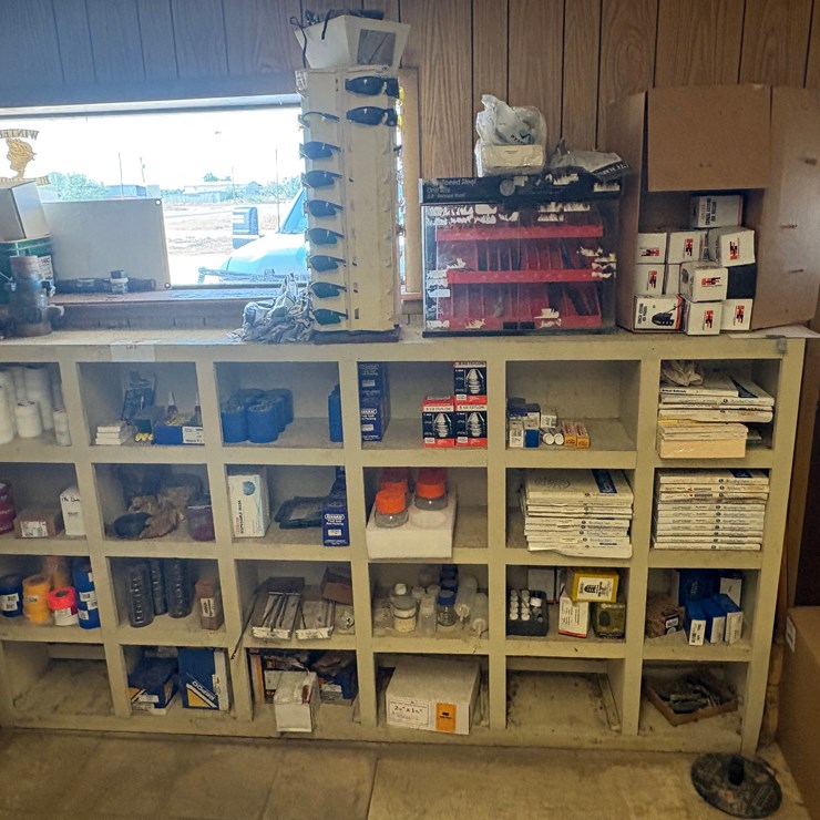 18-bin shelf w/ contents