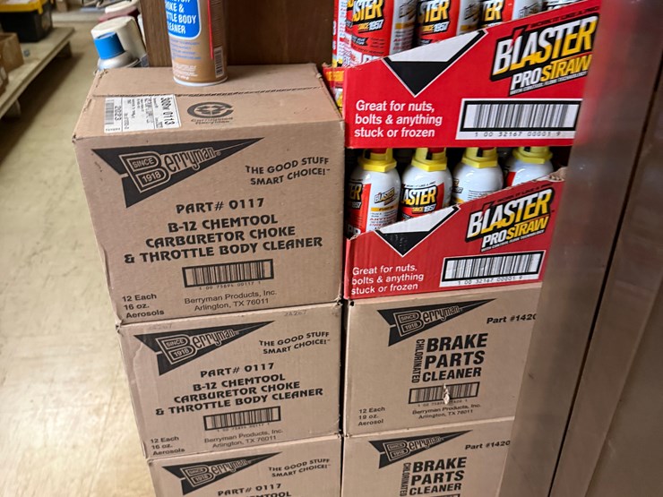 lot-w/-(5)-cases-of-berryman-b-12,-(2)-cases-blaster-prosrtan,-brake-parts-cleaner,-&-rack-of-lubricants-image-2
