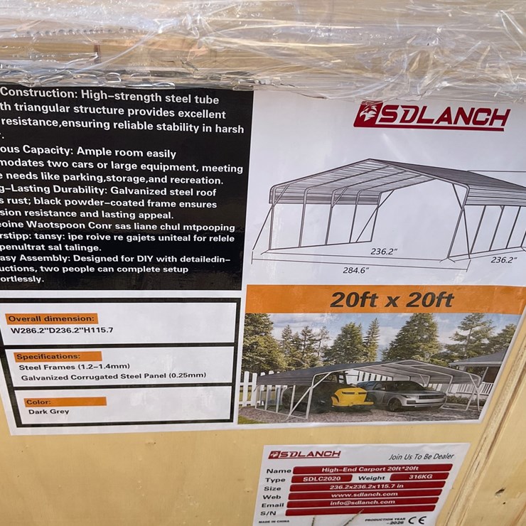 #33 • New/Unused 20ftx20ft Carport