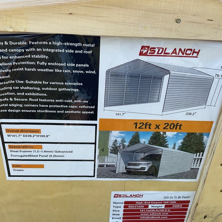 #31 • New/Unused 12ftx20ft Carport