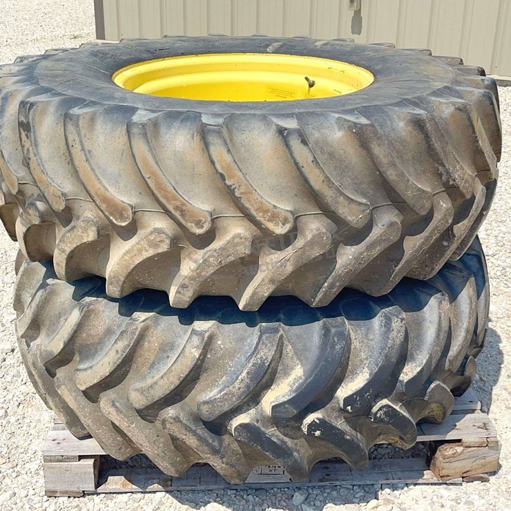 Pair of JD combine rear wheels & tires