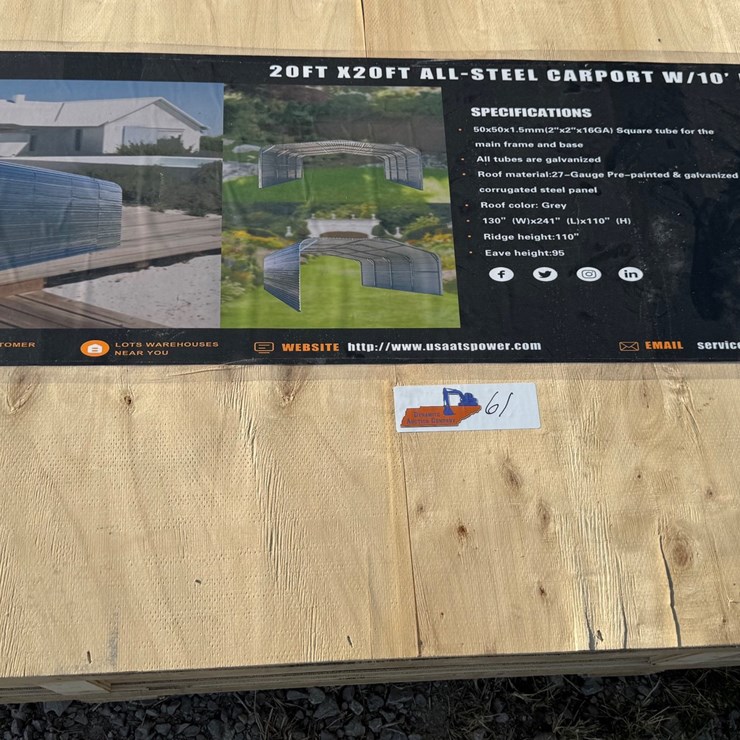 #61 • ATS 20x20ft all steel carport with 10 enclosed side walls