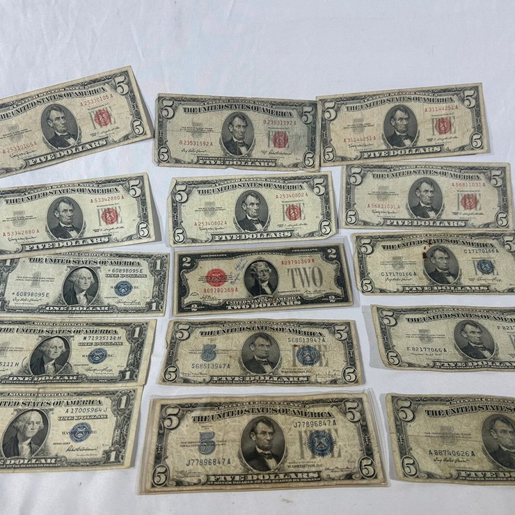 #40234 • ONE DOLLAR, TWO DOLLAR AND FIVE DOLLAR SILVER CERTIFICATES