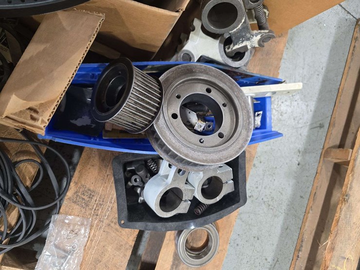 pallet-of-bearing-brackets,-fittings,-ends,-belts,-and-misc-image-4