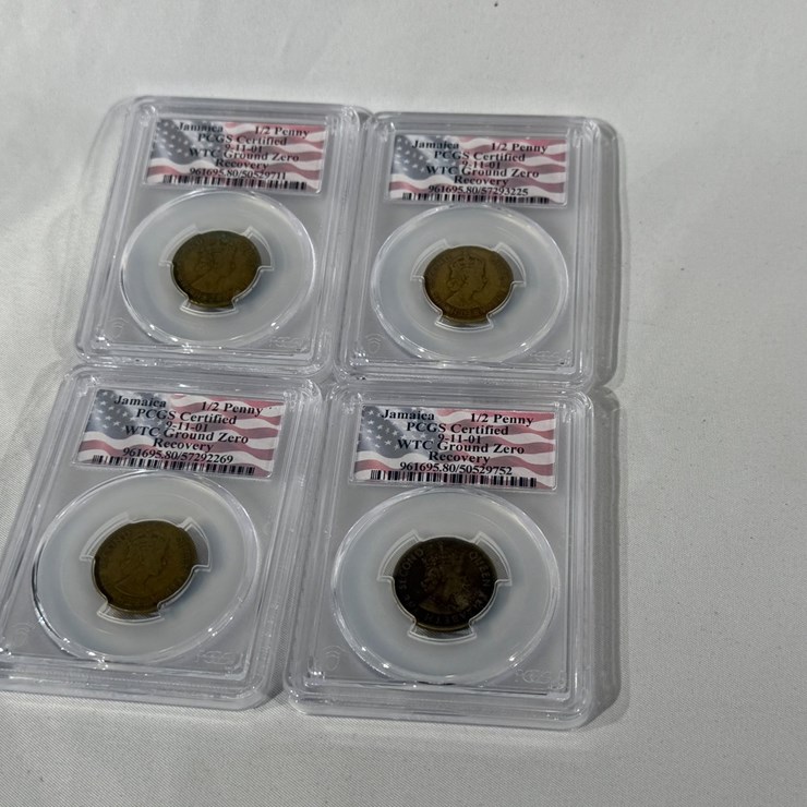 #40221 • (4) GROUND ZERO JAMAICAN 1/2 PENNIES GRADED