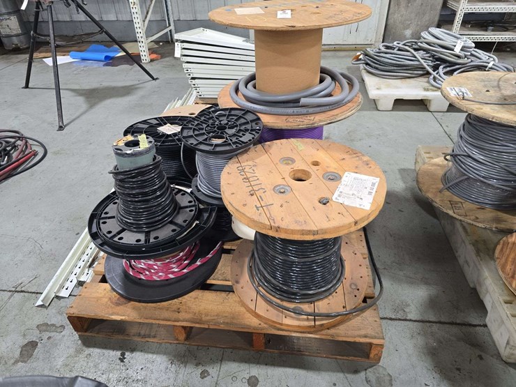 pallet-of-partial-rolls-of-wire,-and-conduit,-cable,-and-misc-wire-image-1