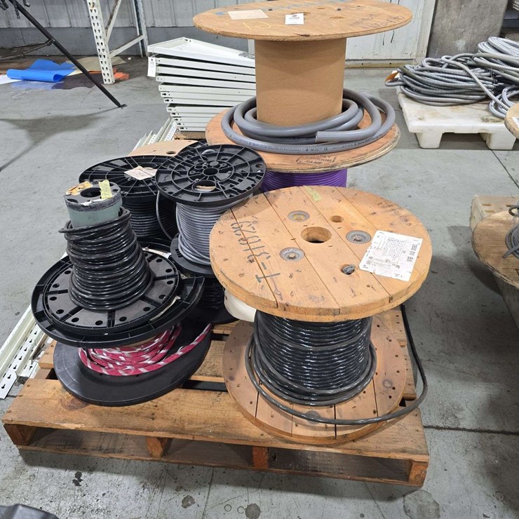 Pallet of Partial rolls of wire, and conduit, cable, and misc wire