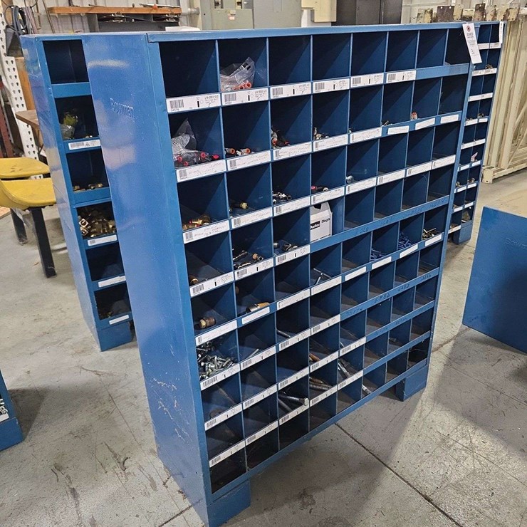 Large Organizer full of hardware, 35'' x 46'' tall, 72 slots, Concrete Screws, Air Fittings