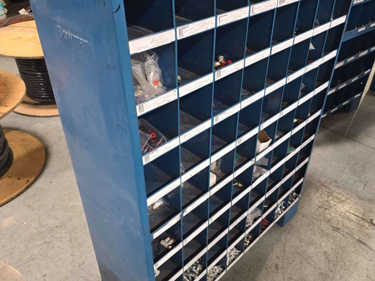 large-organizer-full-of-hardware,-35''-x-46''-tall,-72-slots,-air-fittings,-concrete-anchors,-brass-fittings-image-3
