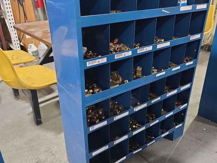 large-organizer-full-of-hardware,-35''-x-46''-tall,-36-slots,-wider-slots,-all-kinds-of-brass-fittings,-elbows,-and-connectors-image-1