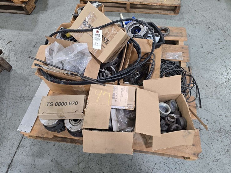 pallet-of-bearing-brackets,-fittings,-ends,-belts,-and-misc-image-1