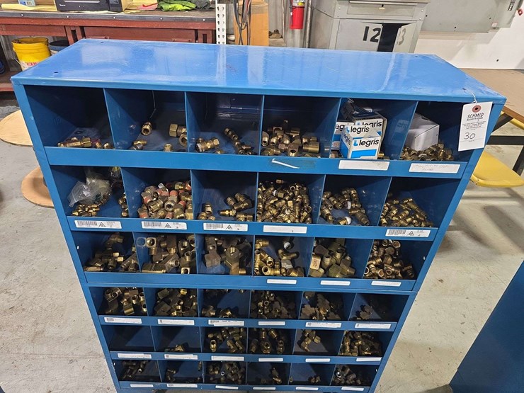 large-organizer-full-of-hardware,-35''-x-46''-tall,-36-slots,-wider-slots,-all-kinds-of-brass-fittings,-elbows,-and-connectors-image-2
