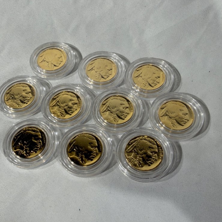 #40216 • (10) GOLD PLATED BUFFALO NICKELS