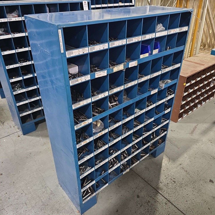 Large Organizer full of hardware, 35'' x 46'' tall, 72 slots, Full of Socket Bead Shoulder Screws