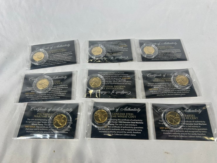 #40231-•-(9)-1943-steel-pennies-with-24kt-gold-plated-image-1